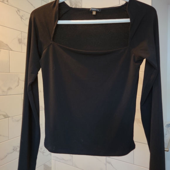 Square Neck black long sleeve blouse - Picture 1 of 2